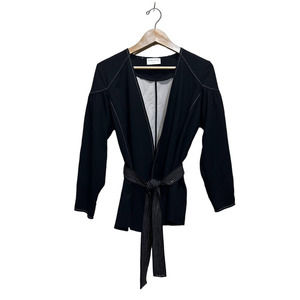 MODERN CITIZEN Black Wrap Blazer Open Jacket M Belted Long Sleeve Career Chic